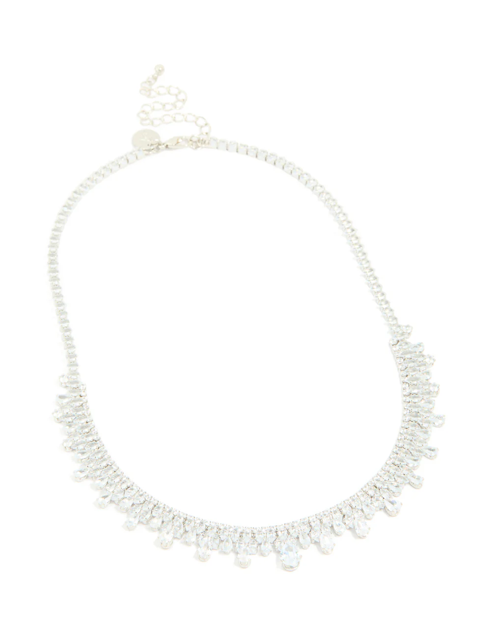 Silver Cubic Zirconia Vintage Multi Pear Drops Necklace - Image 4