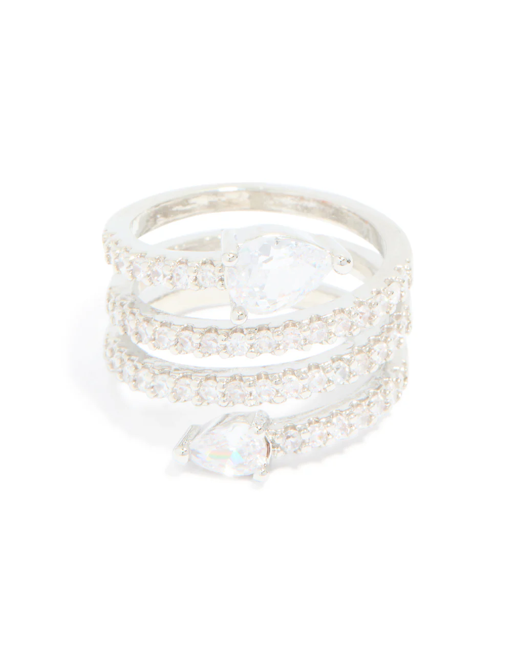 Silver Cubic Zirconia Wrapped Around Arrow Layered Ring - Image 5