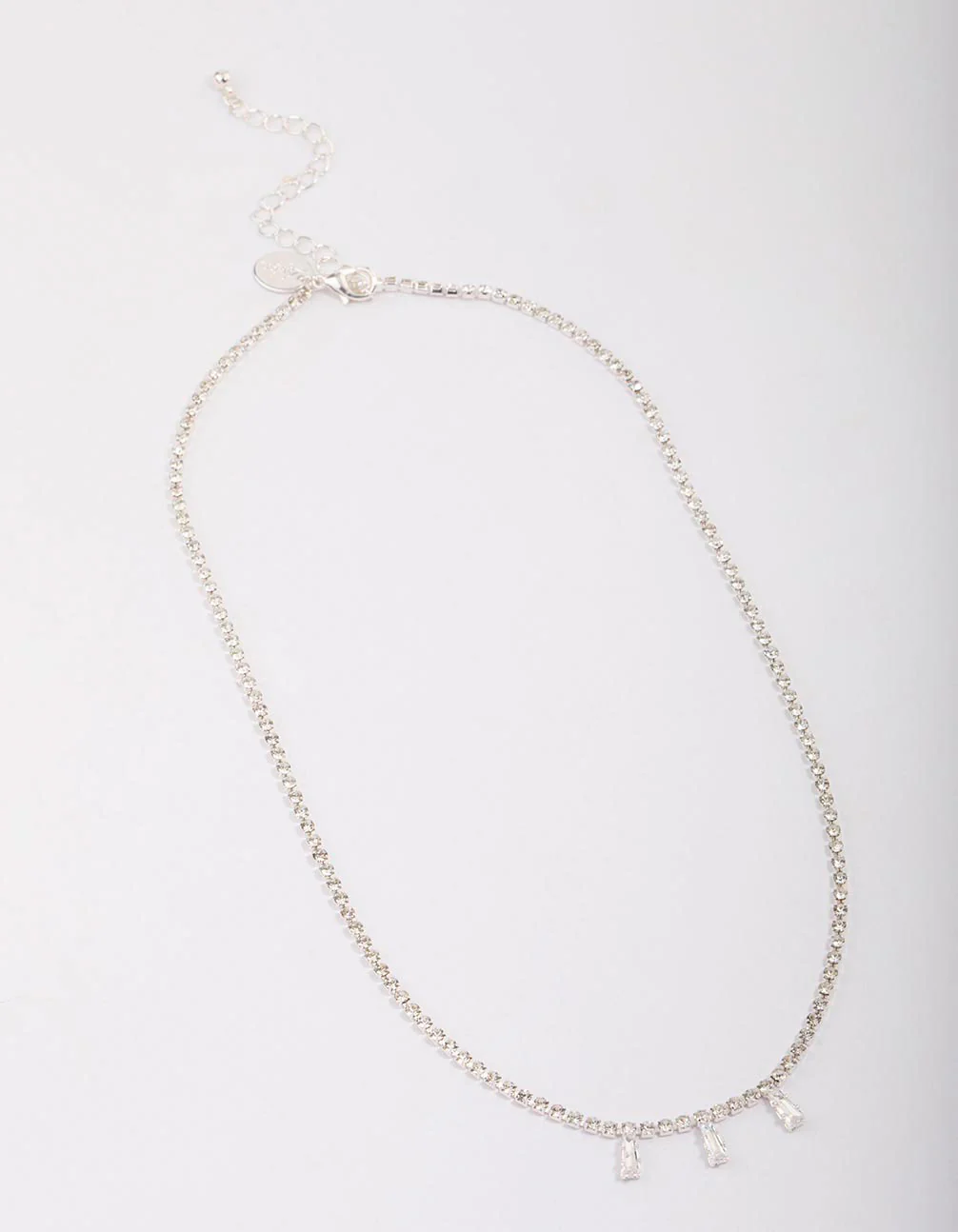 Silver Cupchain Baguette Chain Necklace - Image 2