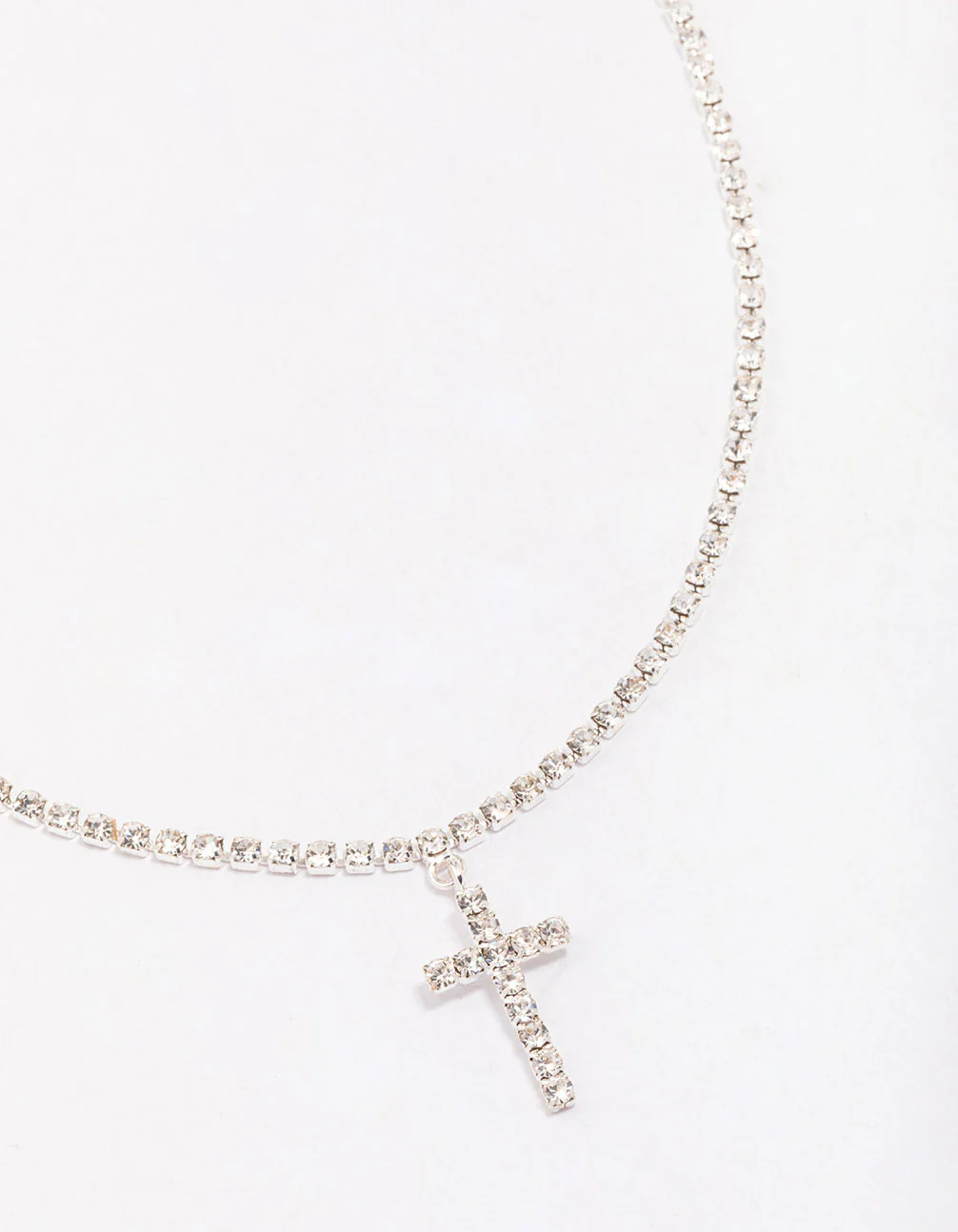 Silver Cup Chain Cross Pendant Necklace