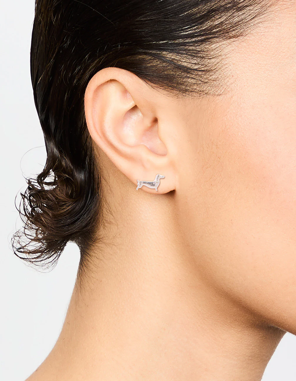 Silver Dachshund Stud Earrings - Image 2