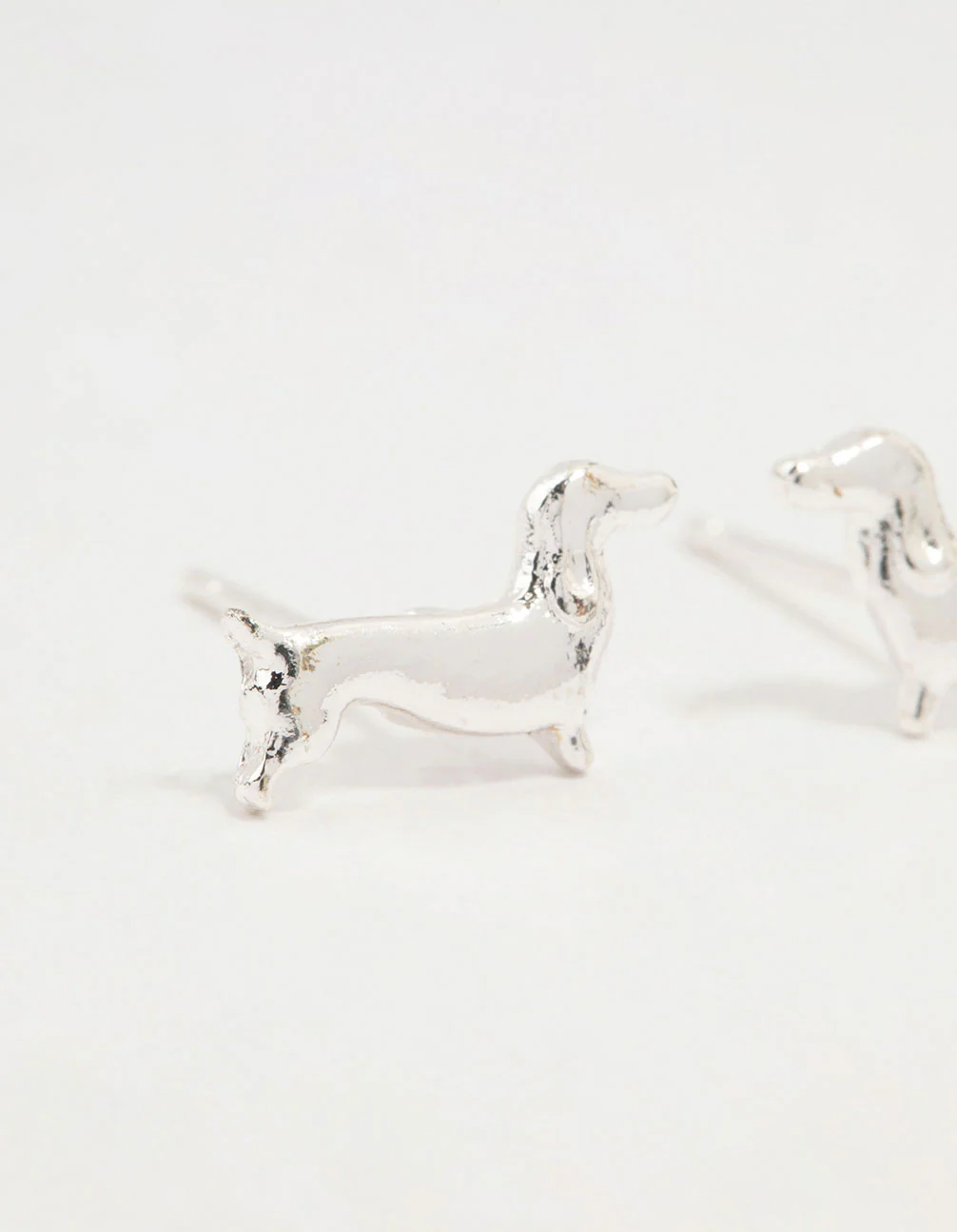Silver Dachshund Stud Earrings - Image 4