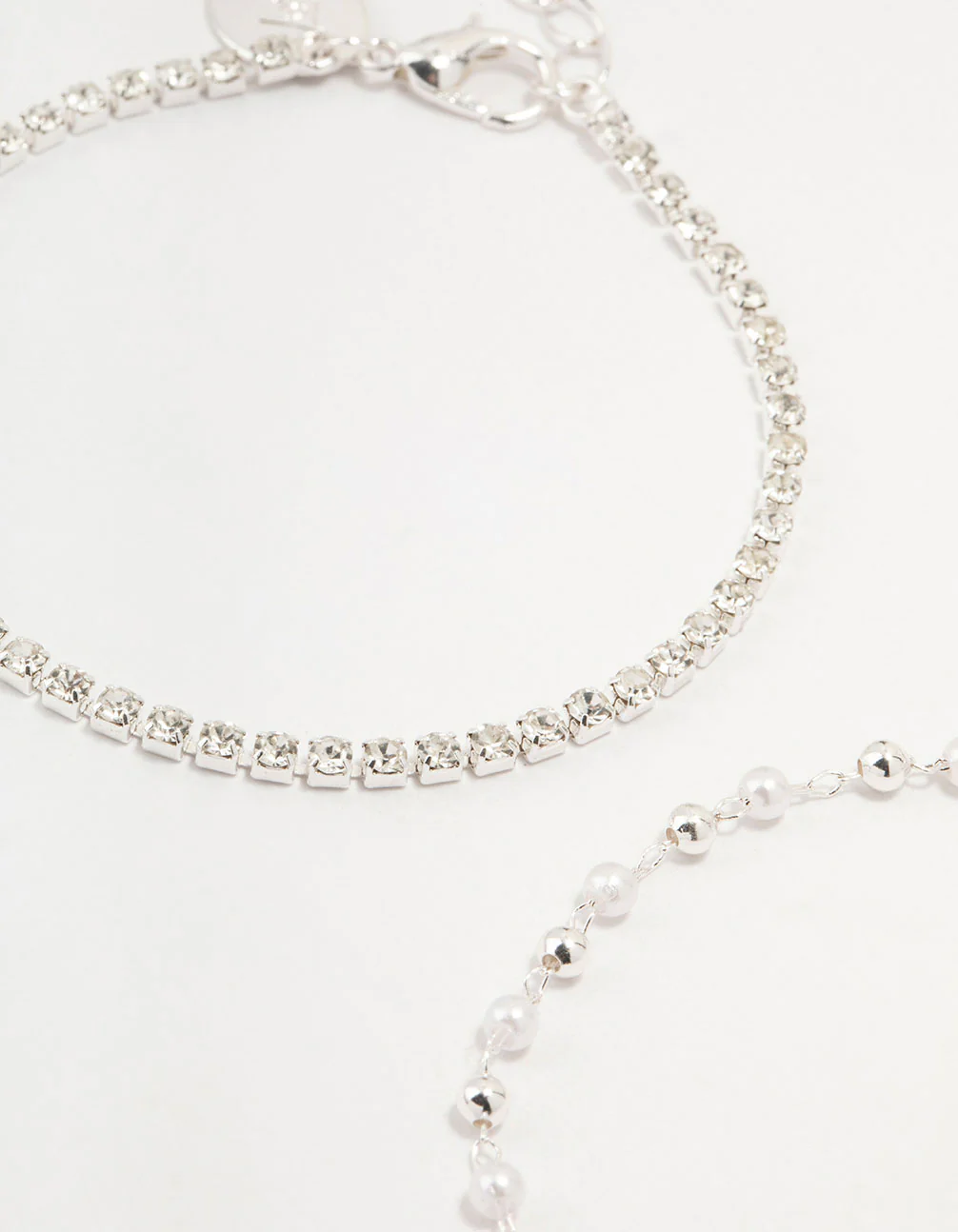 Silver Dainty Pearl Bracelets & Anklets Set - Image 3