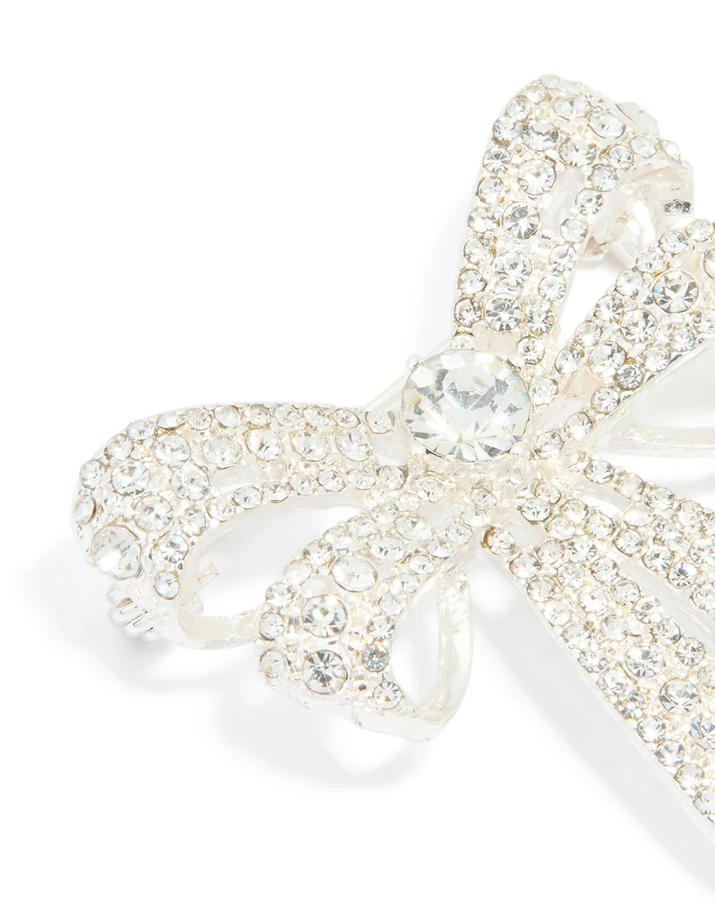 Silver Diamante Bow Brooch - Image 2