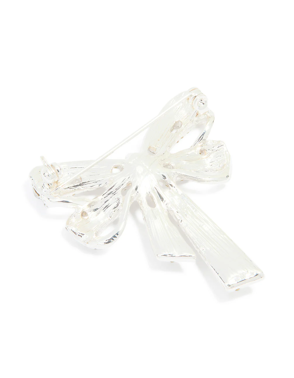 Silver Diamante Bow Brooch - Image 3