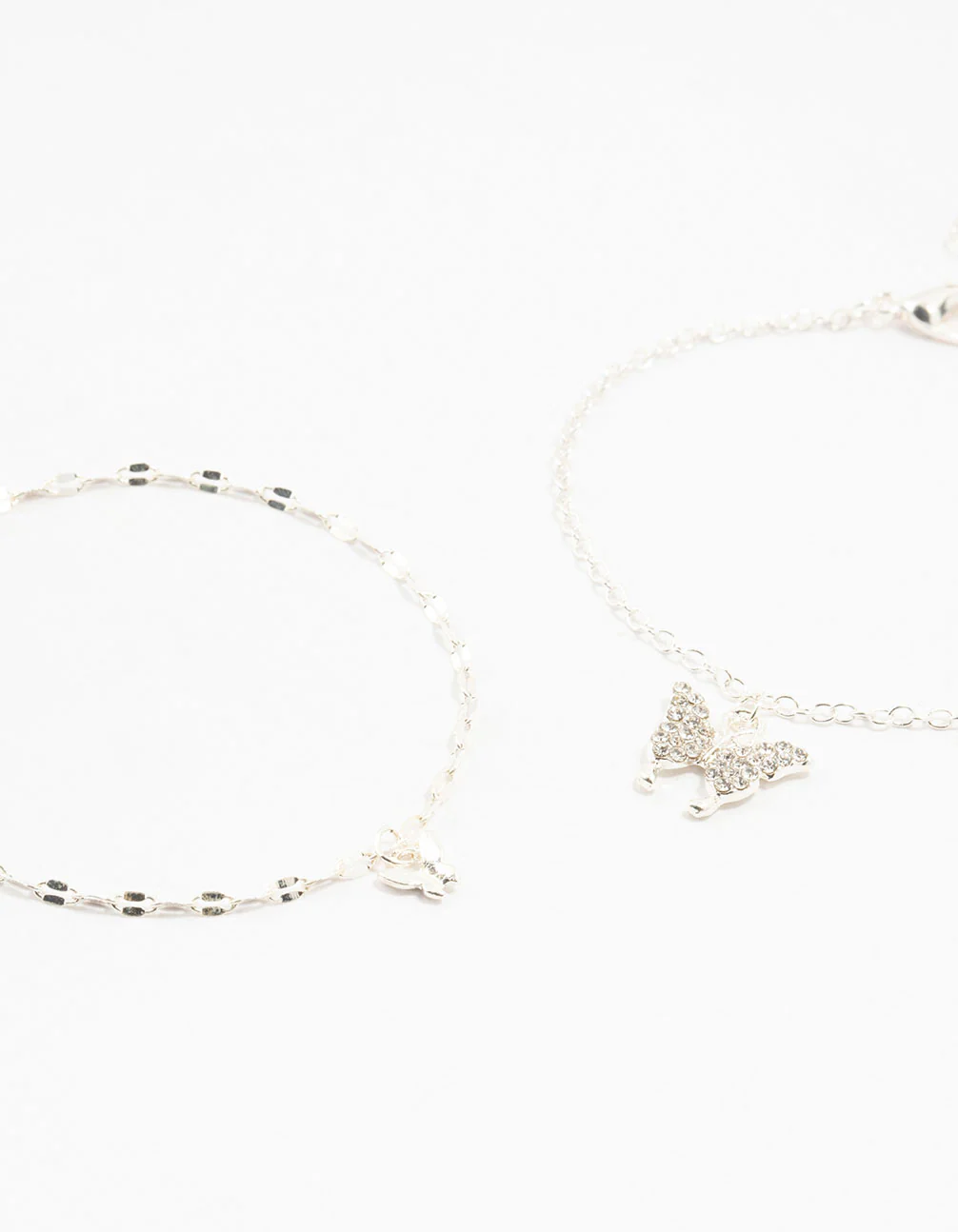 Silver Diamante Butterfly Charm Bracelets 2-Pack - Image 2