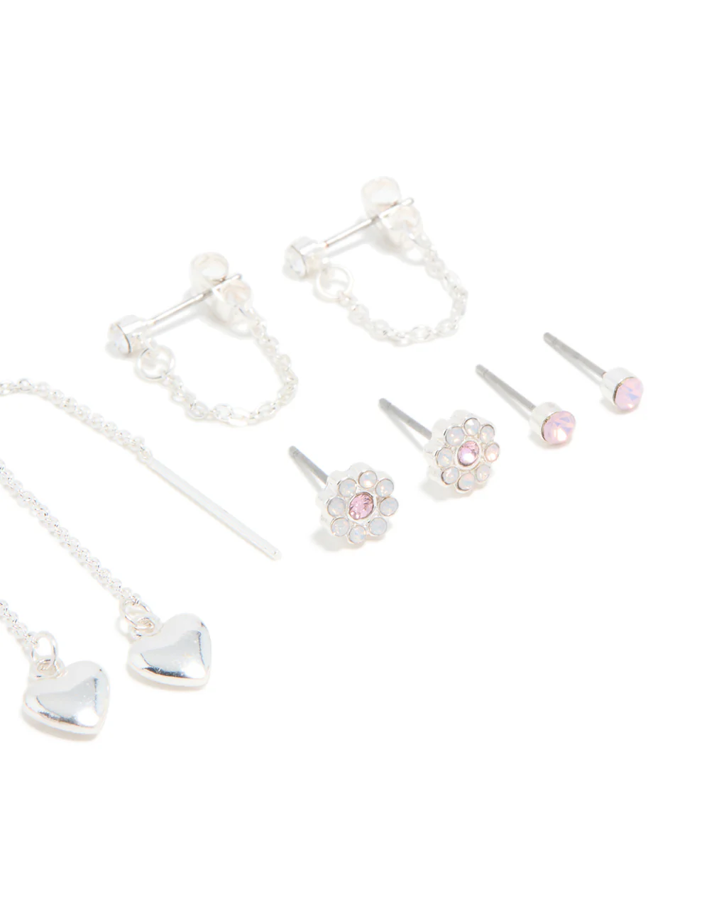 Silver Diamante & Butterfly Stud aEarrings 8-Pack - Image 3