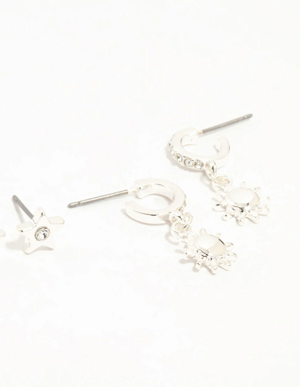 Silver Diamante Celestial 3-Pack Earrings - Image 3