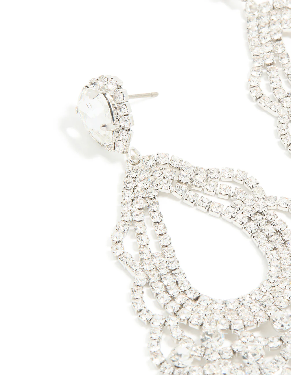 Silver Diamante Chandelier Drop Earrings - Image 2