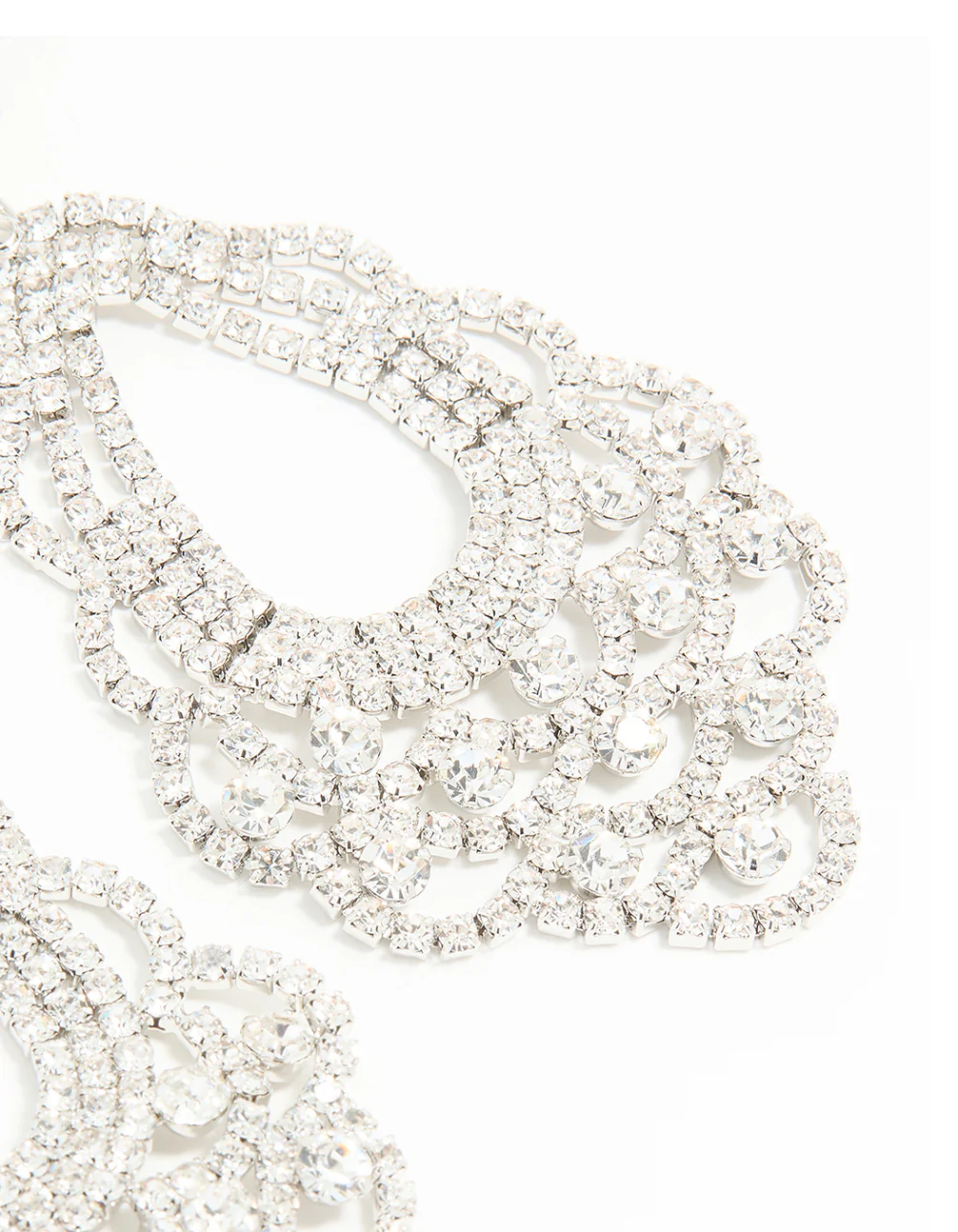 Silver Diamante Chandelier Drop Earrings - Image 3