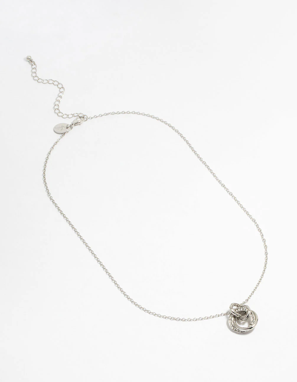Silver Diamante Circle Link Pendant Necklace - Image 2