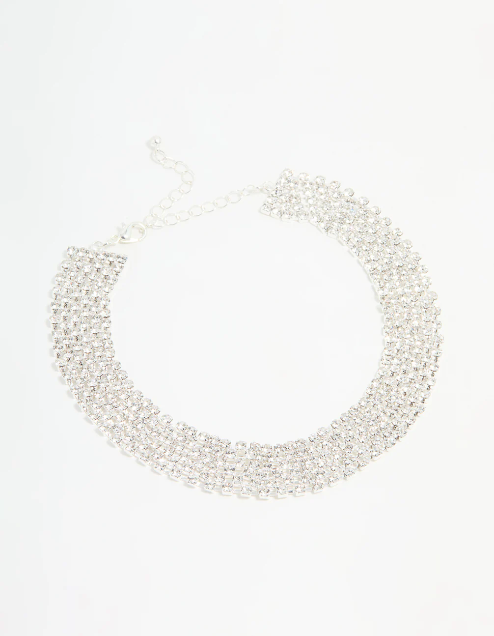 Silver Diamante Classic Choker Necklace - Image 4
