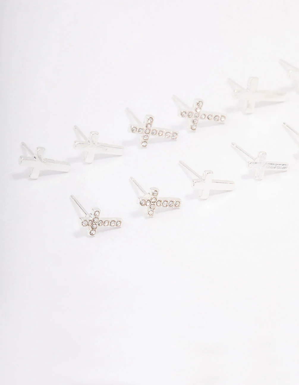 Silver Diamante Cross Earring 8-Pack - Image 2