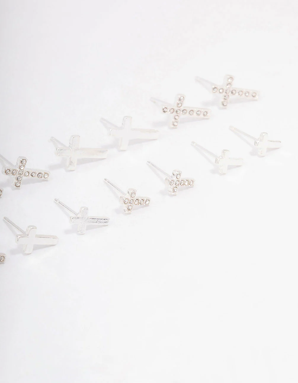 Silver Diamante Cross Earring 8-Pack - Image 3