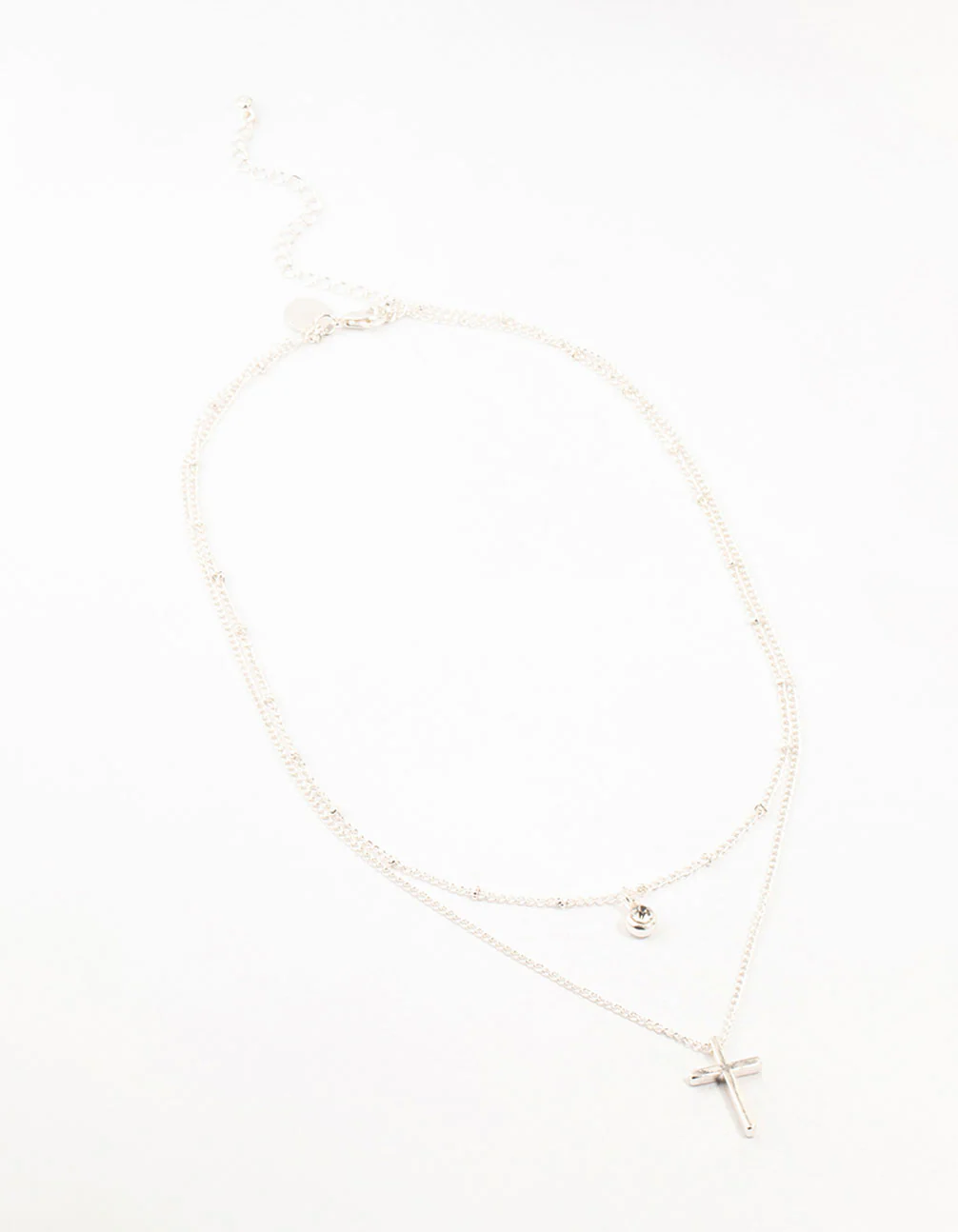 Silver Diamante Cross Layered Necklace - Image 2