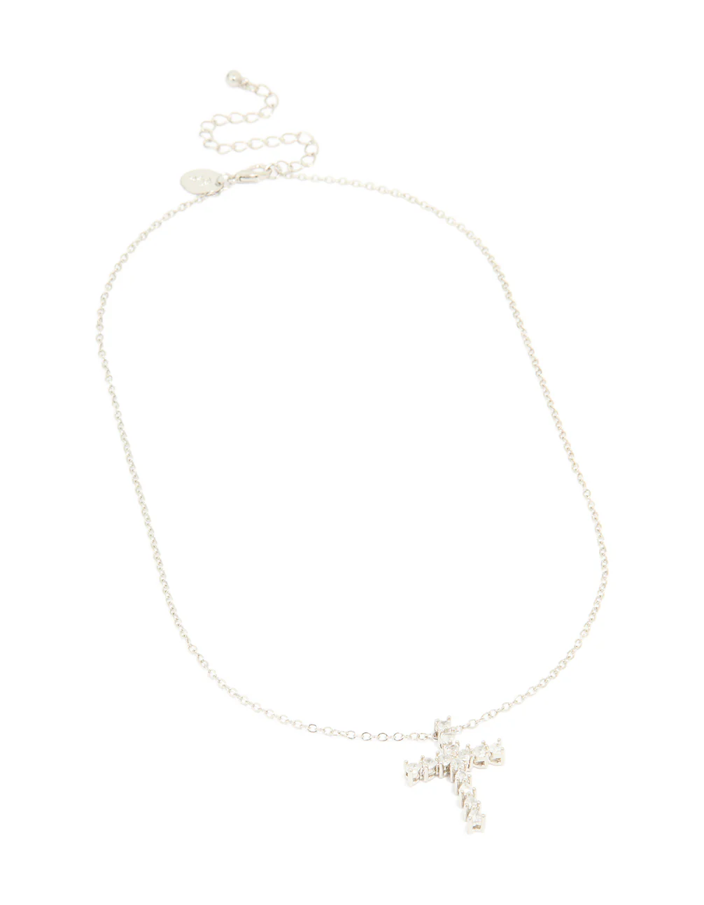 Silver Diamante Cross Necklace - Image 4