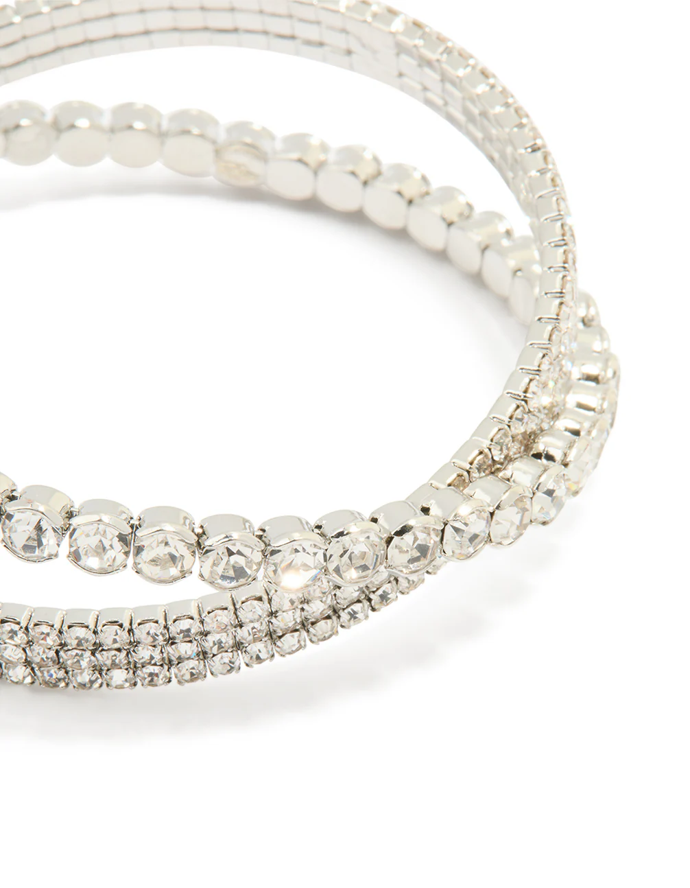 Silver Diamante Crossed Wrist Cuff - Image 2