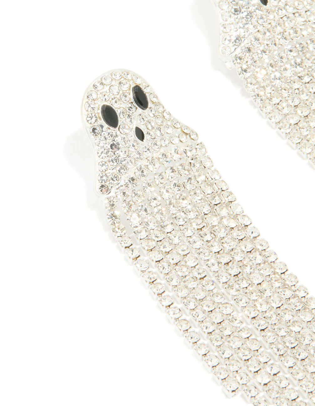 Silver Diamante Cupchain Ghost Drop Earrings - Image 2