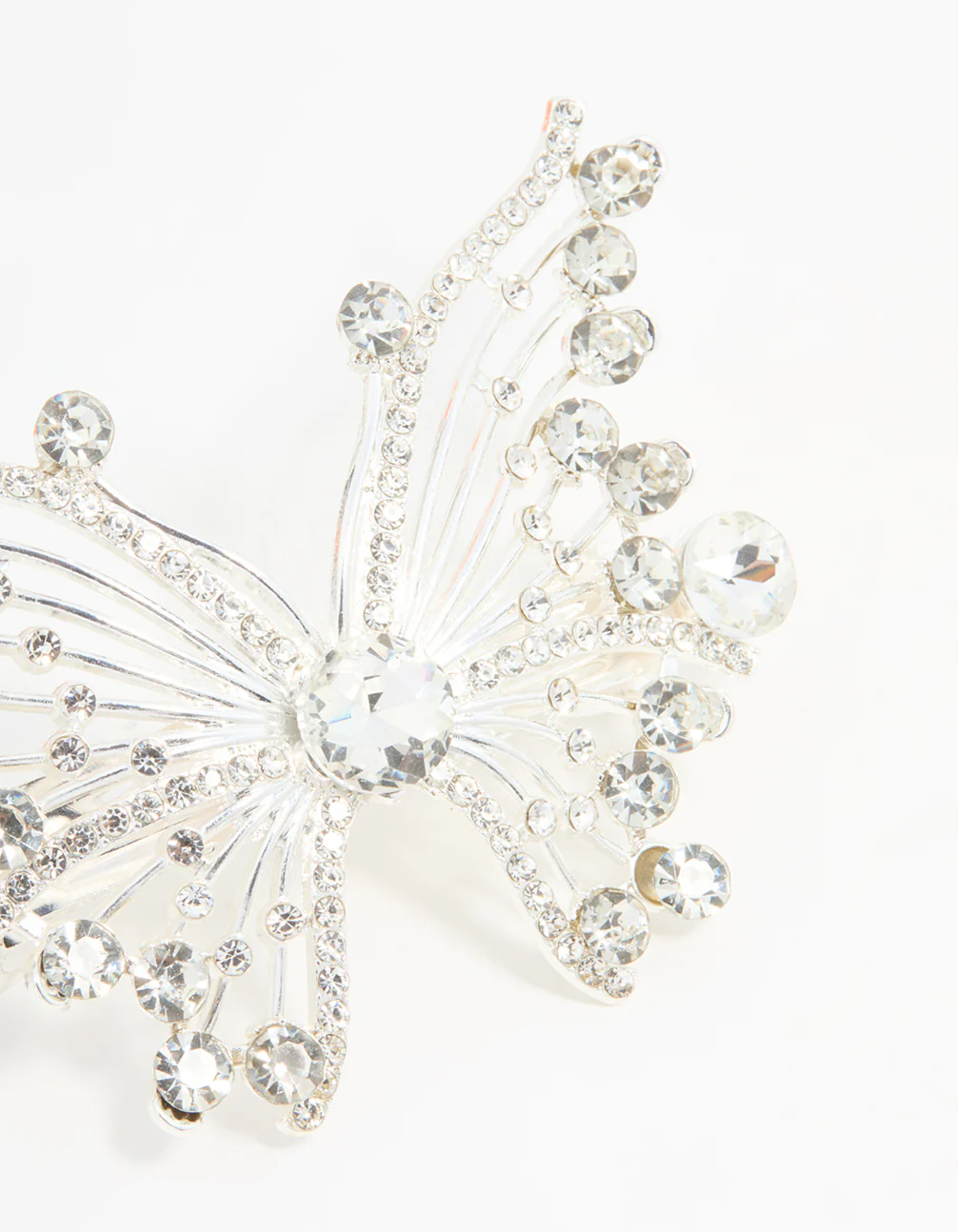 Silver Diamante Dressy Butterfly Hair Clip - Image 2