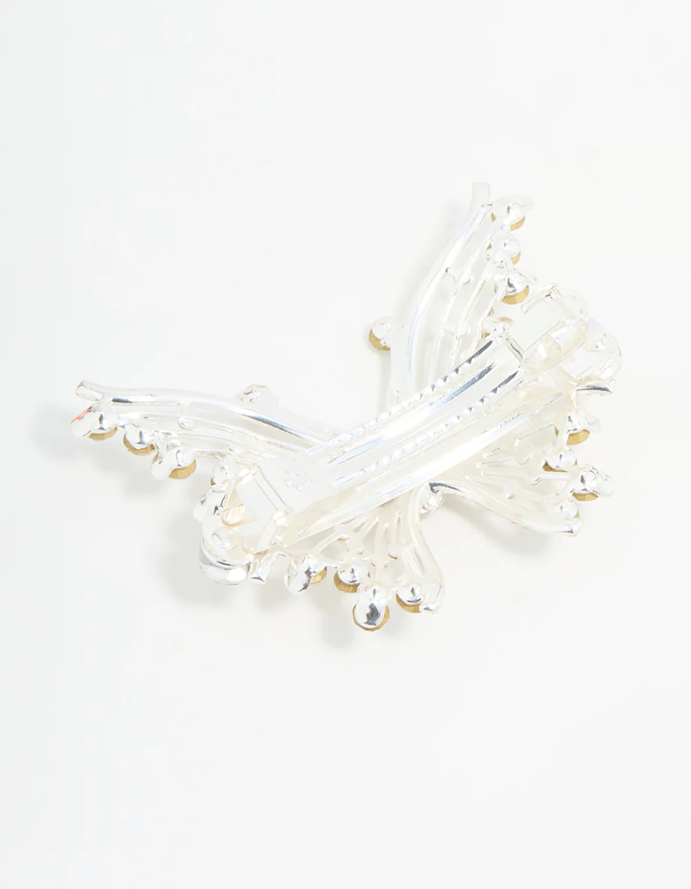 Silver Diamante Dressy Butterfly Hair Clip - Image 3