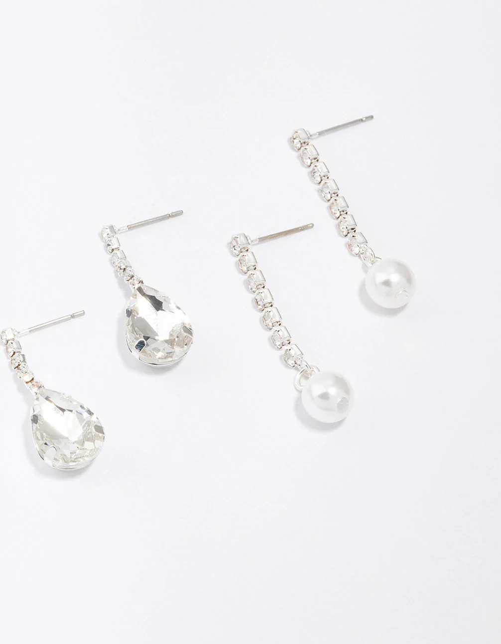 Silver Diamante Drop Earrings 3-Pack - Image 3