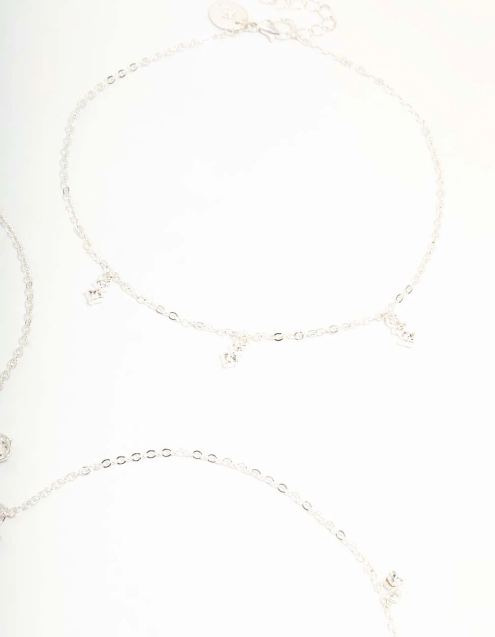 Silver Diamante Droplet Choker Necklaces 3-Pack - Image 2
