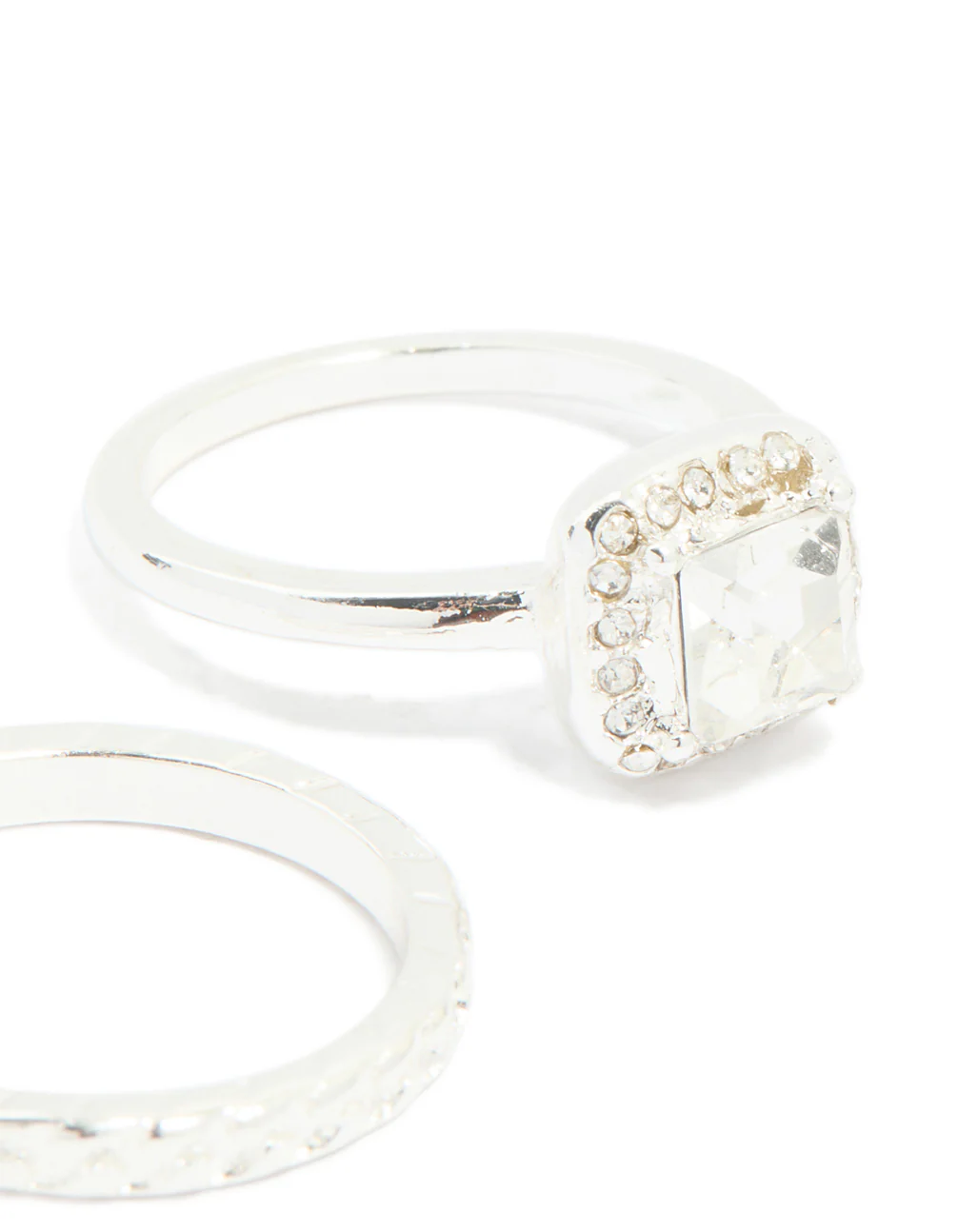 Silver Diamante Engagement Rings 3-Pack - Image 2