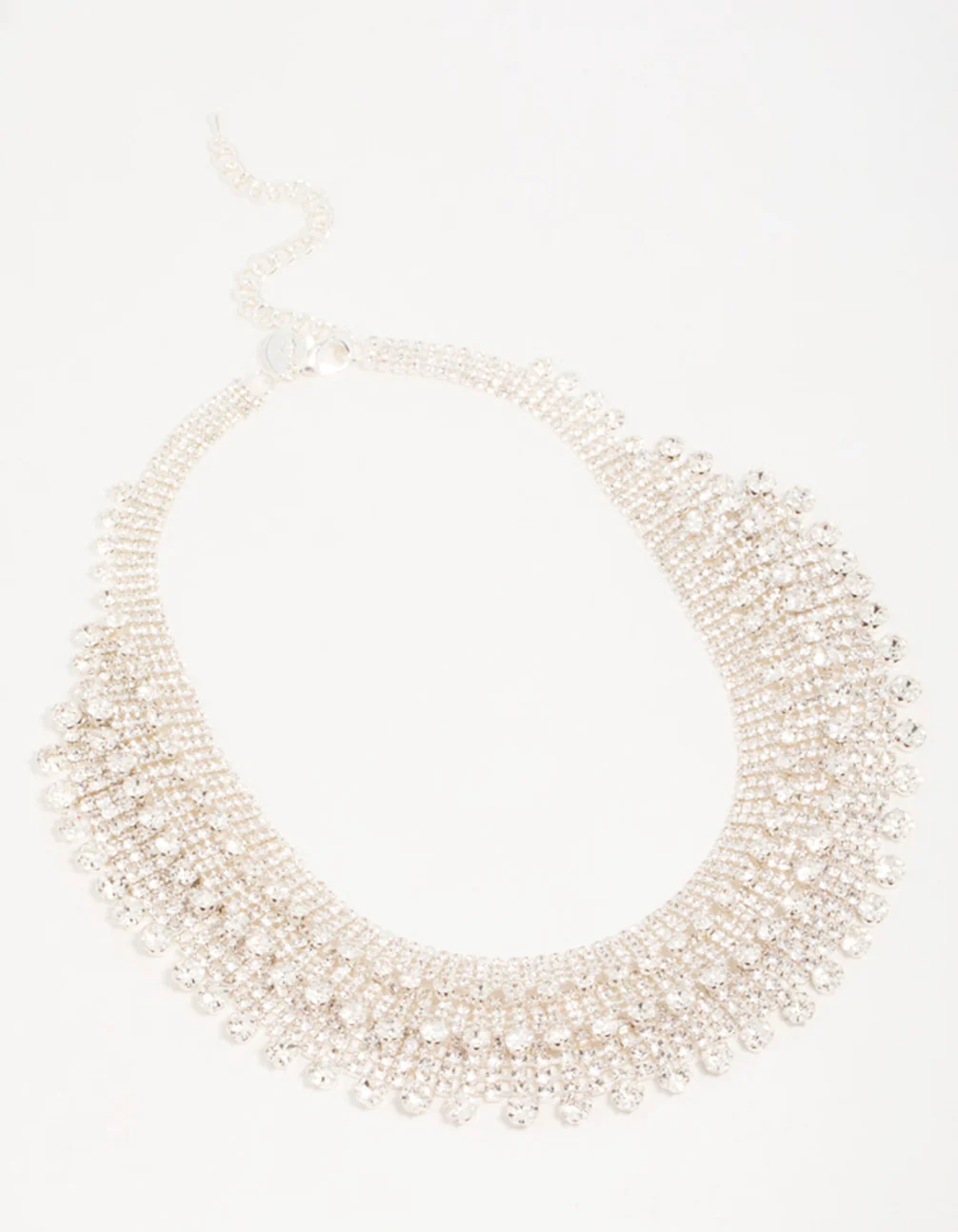 Silver Diamante Fan Cupchain Bib Necklace - Image 4