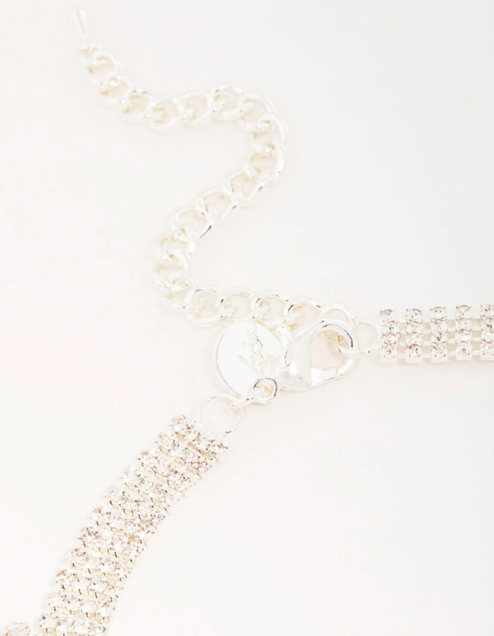Silver Diamante Fan Cupchain Bib Necklace - Image 5