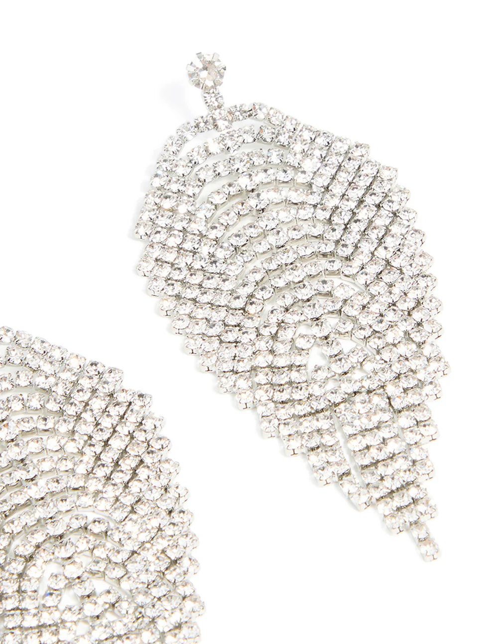 Silver Diamante Feather Drop Earrings - Image 5