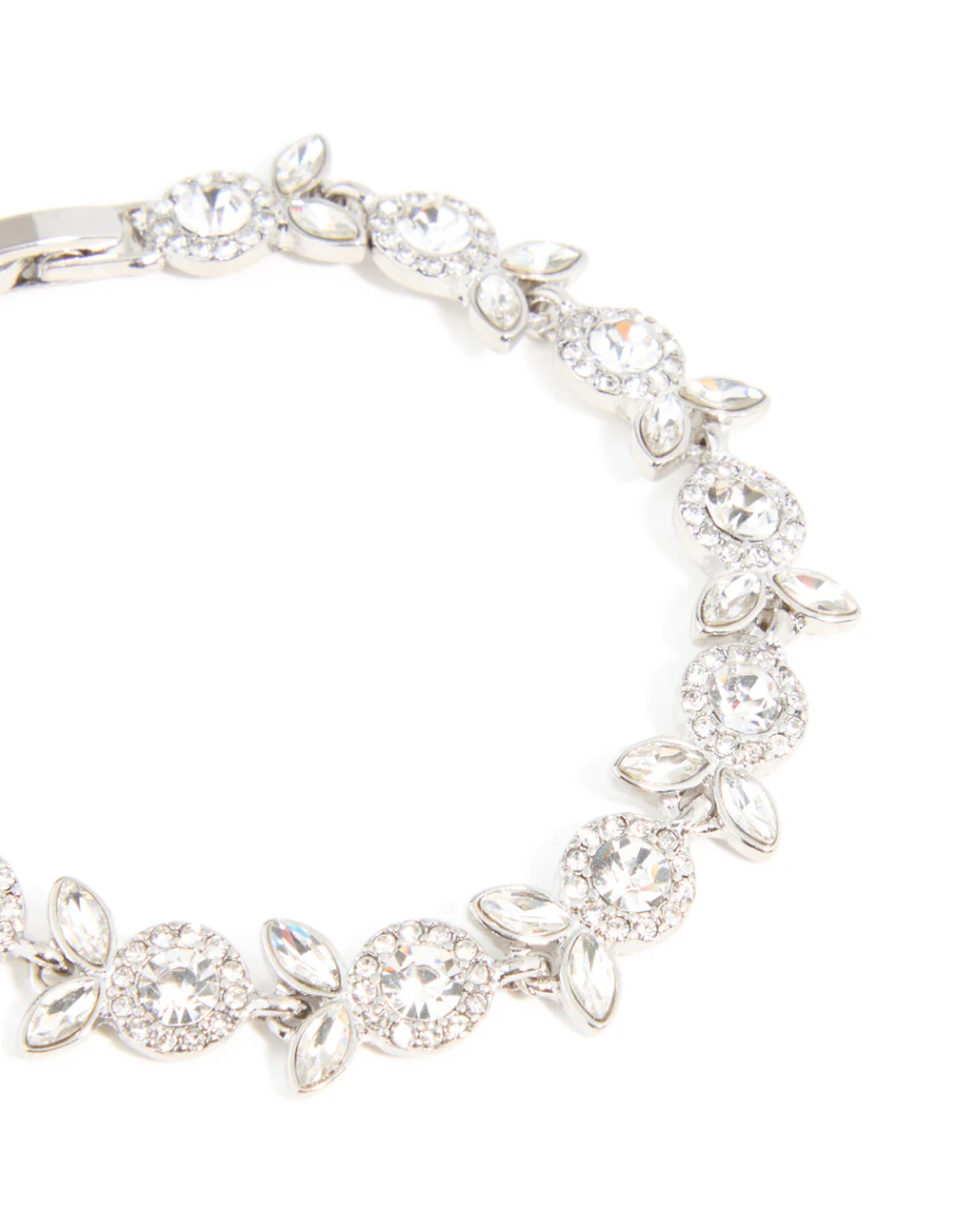 Silver Diamante Floral Leaf Bracelet - Image 2