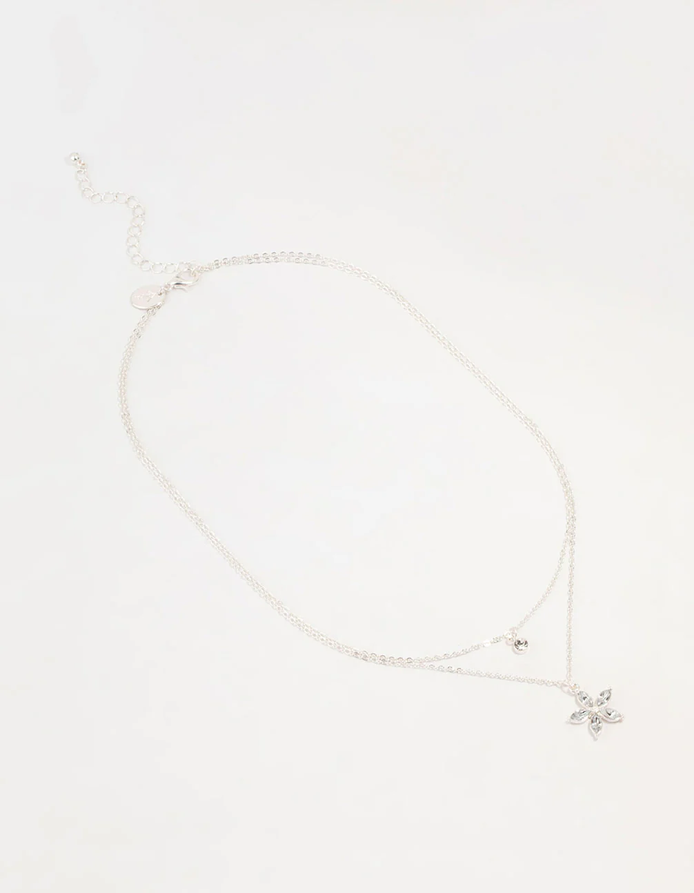 Silver Diamante Flower Layered Necklace - Image 4