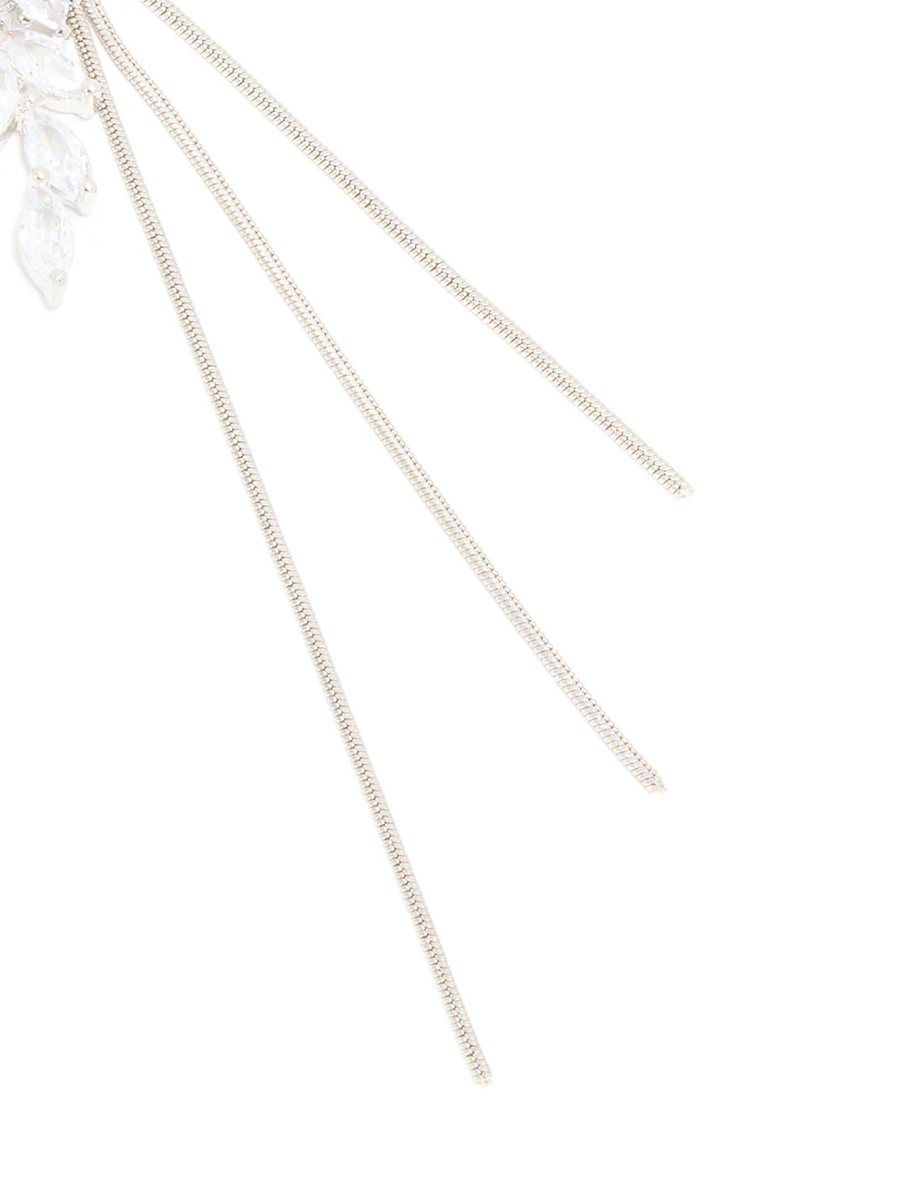 Silver Diamante Flower Triple Chain Drop Earrings - Image 5