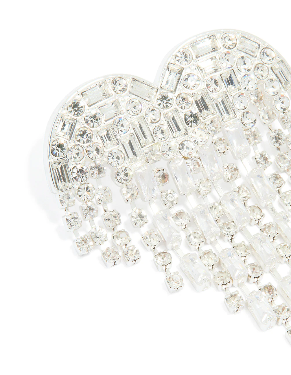 Silver Diamante Fringe Heart Brooch - Image 2