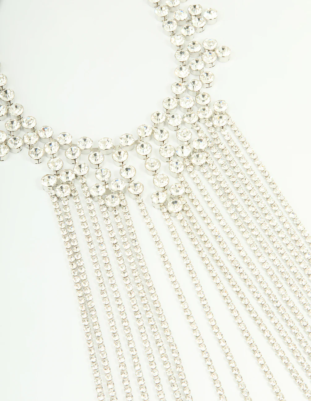 Silver Diamante Fringe Large Necklace - Image 2
