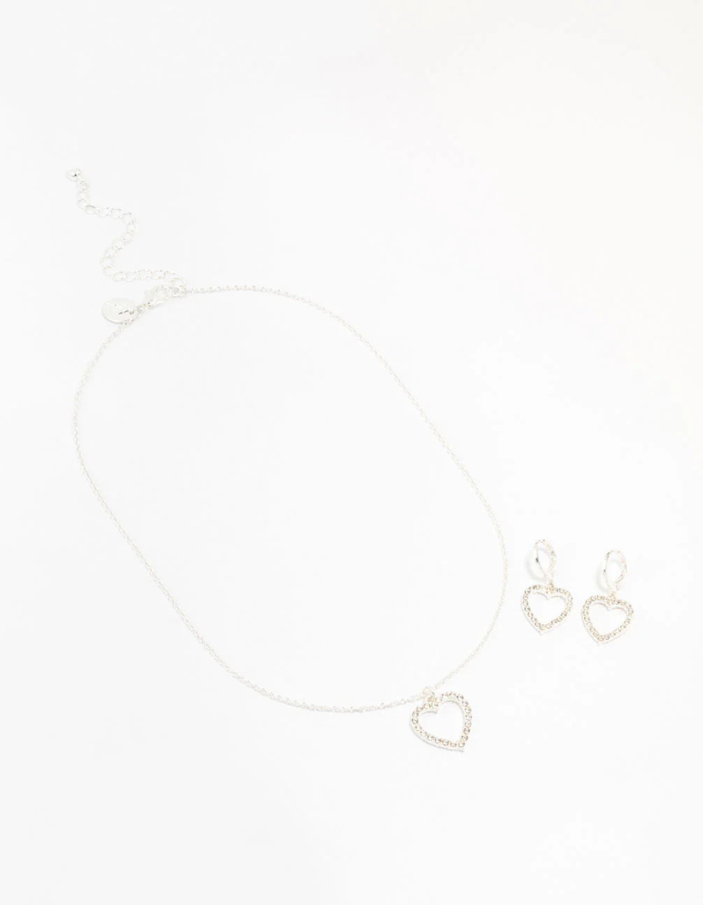 Silver Diamante Heart Necklace & Earring Set - Image 2