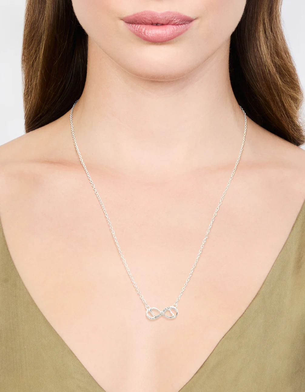 Silver Diamante Infinity With Heart Necklace - Image 2