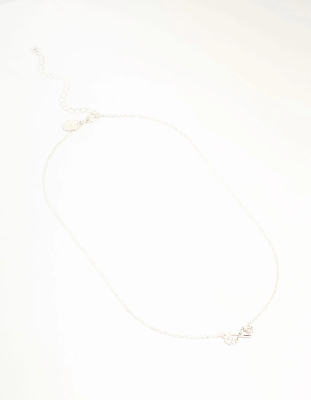 Silver Diamante Infinity With Heart Necklace - Image 4