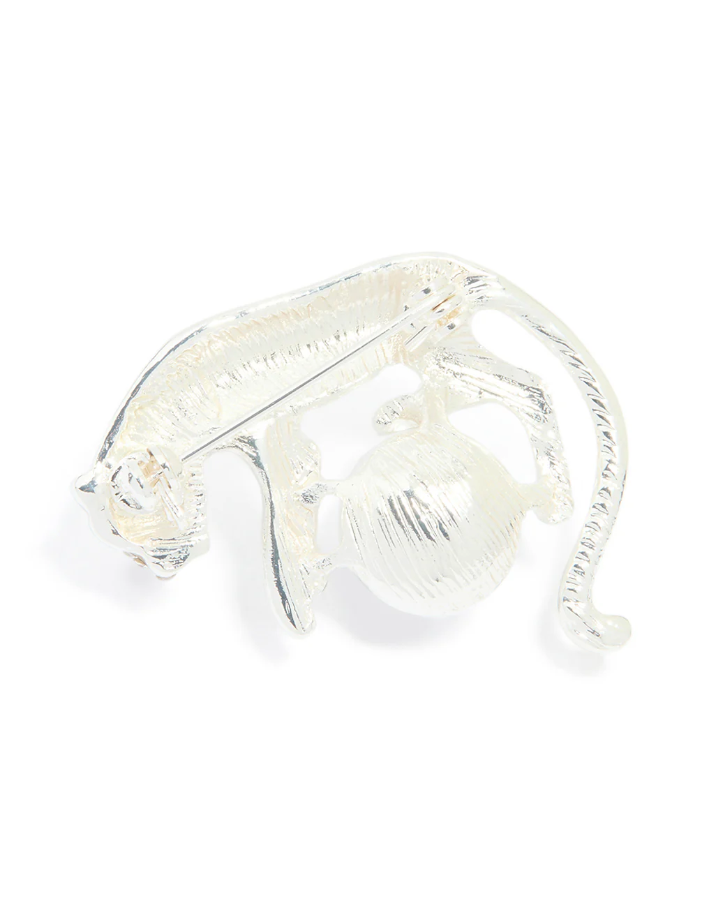 Silver Diamante Jaguar & Pearl Brooch - Image 3