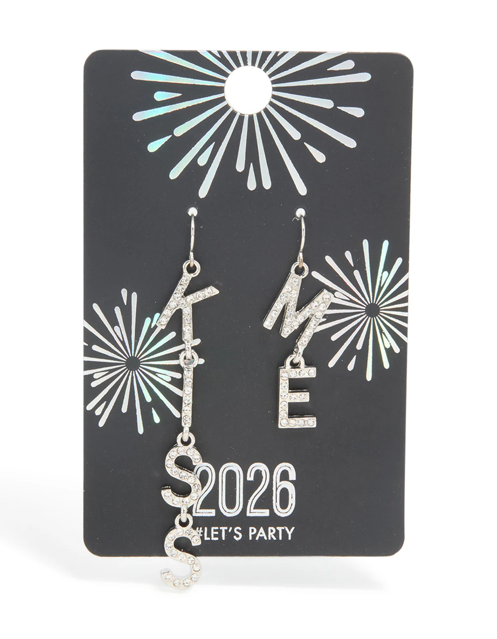 Silver Diamante Kiss Me Drop Earrings - Image 3