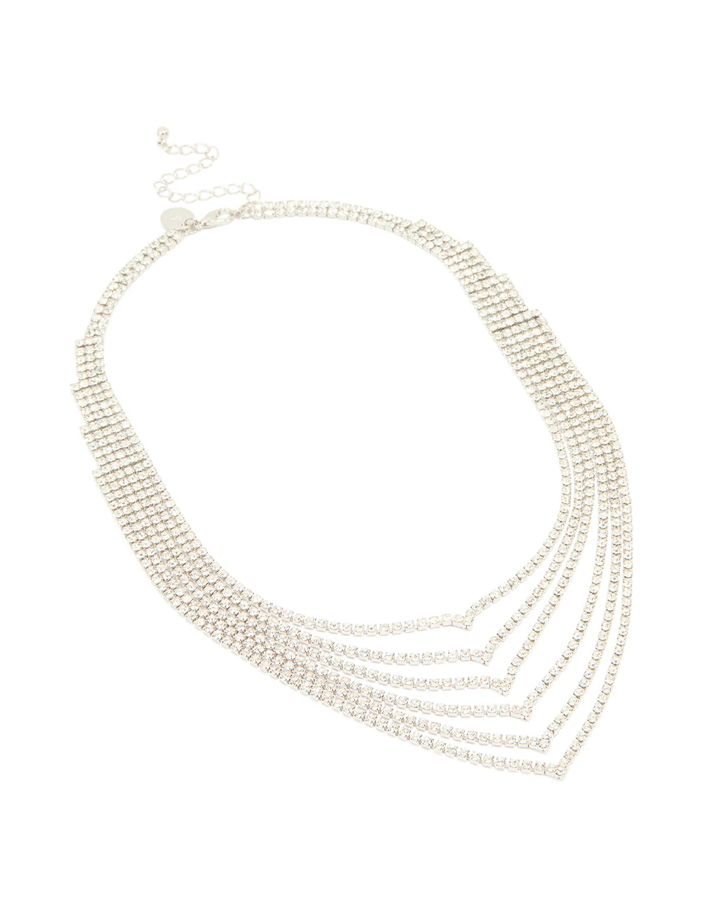 Silver Diamante Layered V-Cut Necklace - Image 2