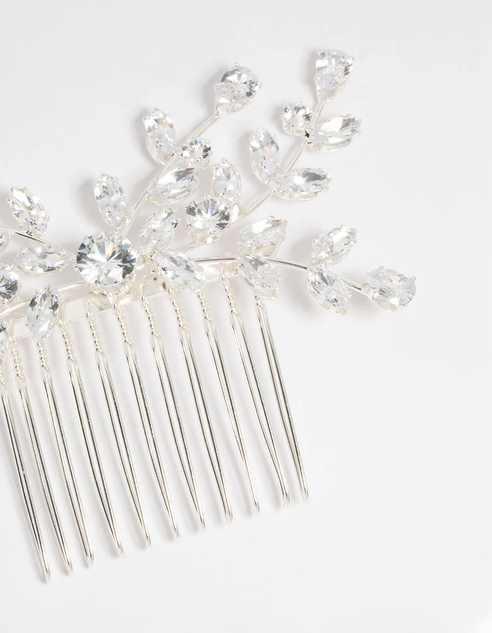 Silver Diamante Leaf Hair Comb - Image 3