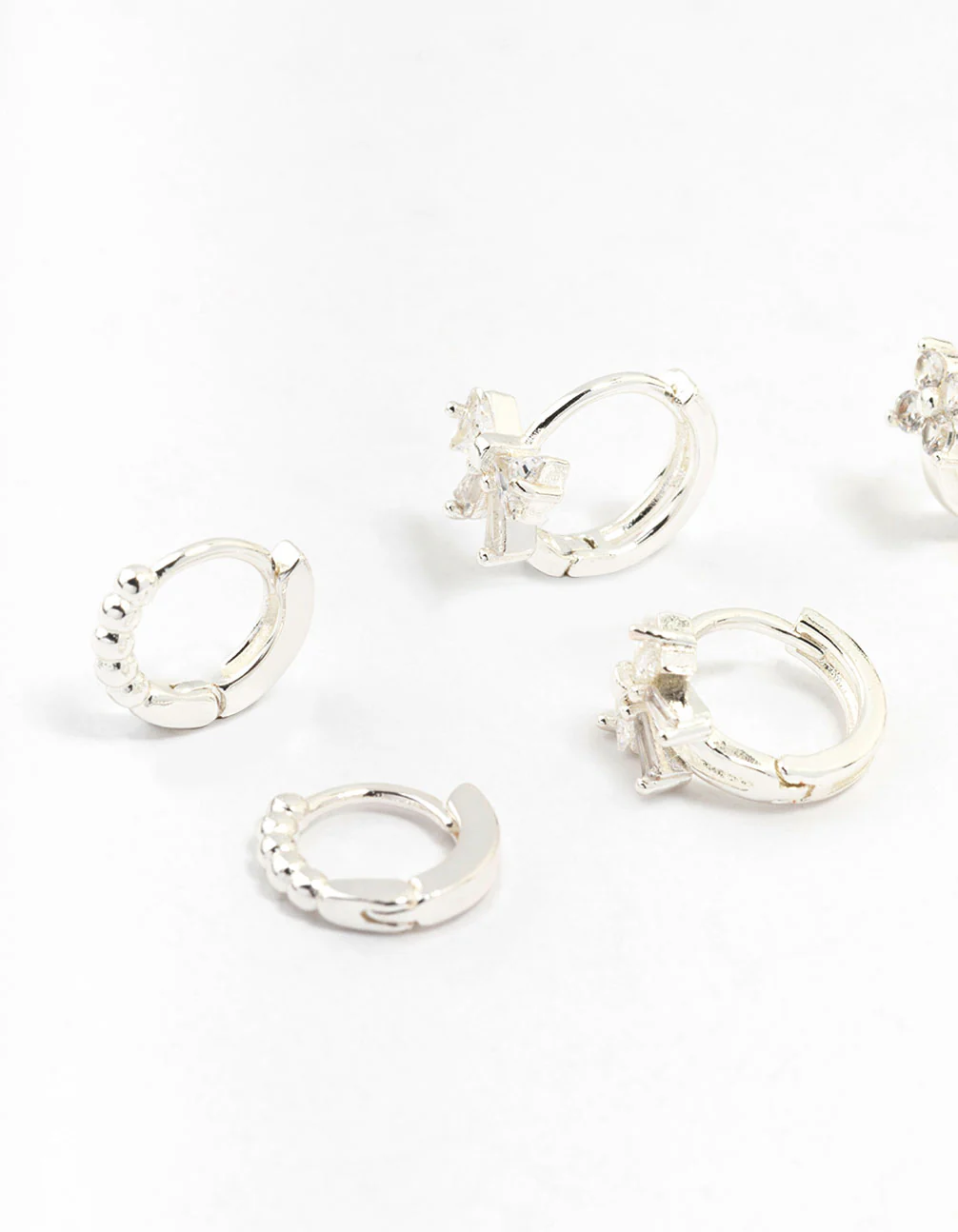 Silver Diamante Mixed Bow Earrings 4-Pack - Image 2