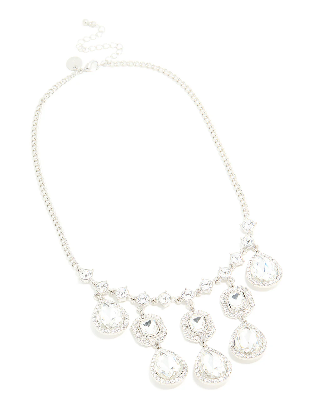 Silver Diamante Multi Drop Necklace - Image 2