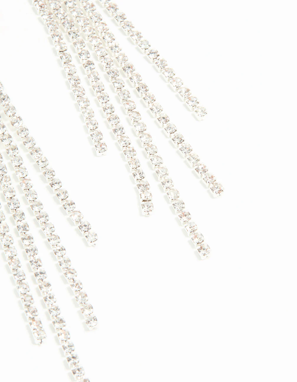 Silver Diamante Open Circle Cupchain Drop Earrings - Image 5