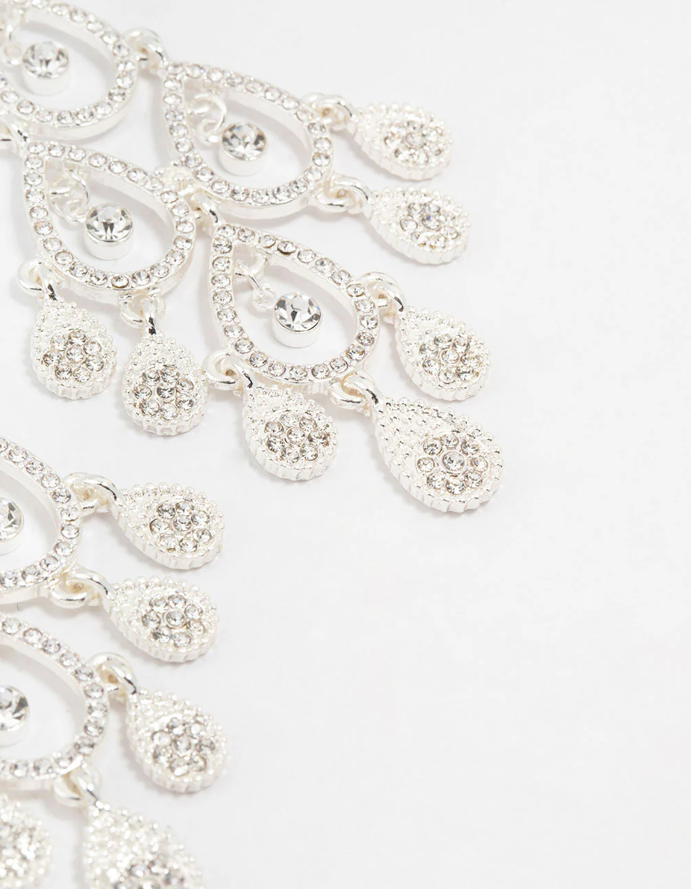 Silver Diamante Open Drop Earrings - Image 3