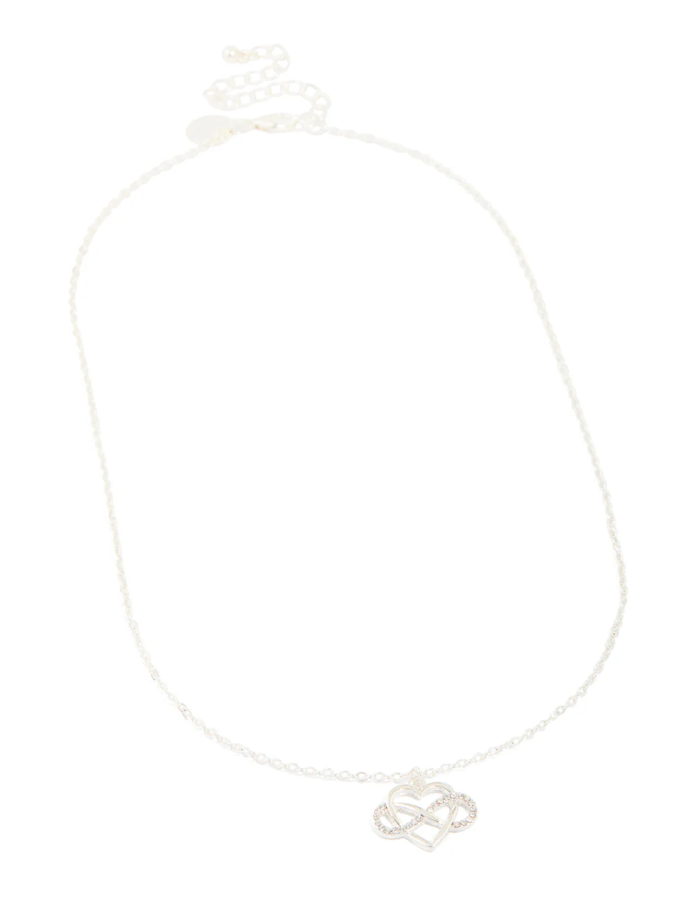 Silver Diamante Open Heart Infinity Pendant Necklace - Image 2