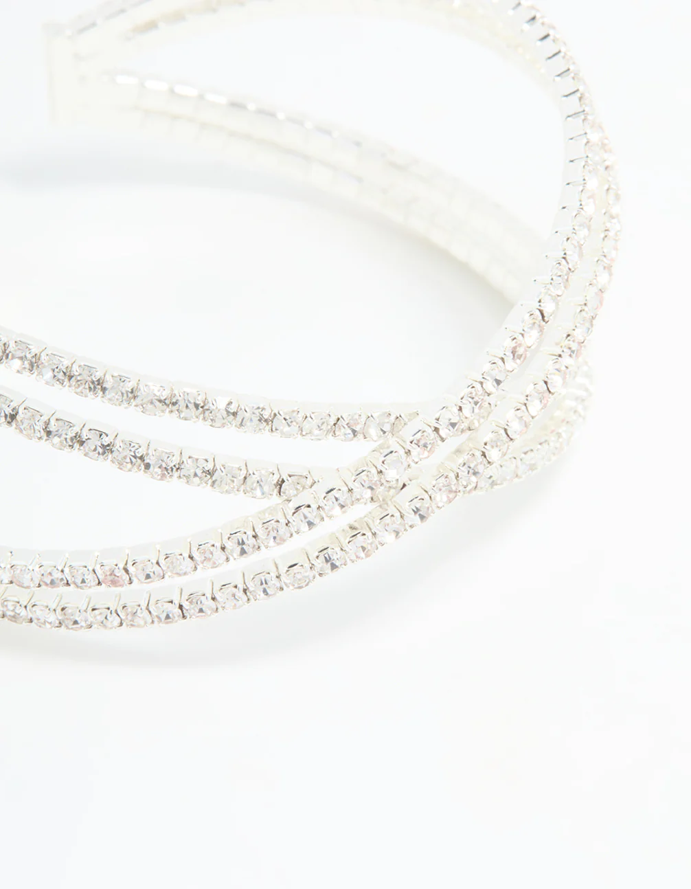 Silver Diamante Pavé Wrap Bangle - Image 2