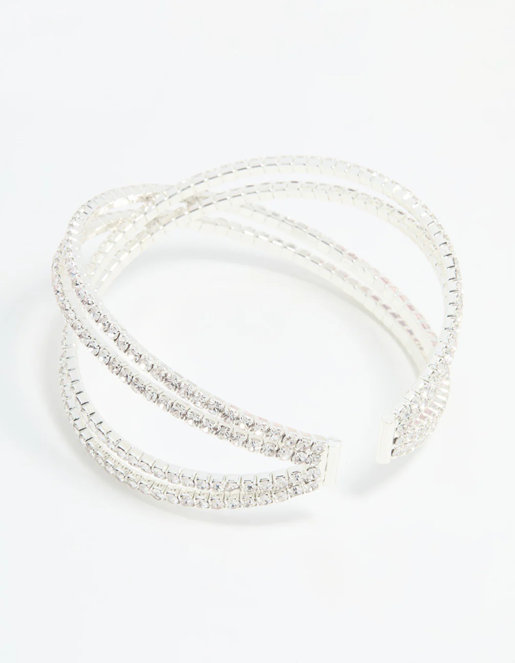 Silver Diamante Pavé Wrap Bangle - Image 3