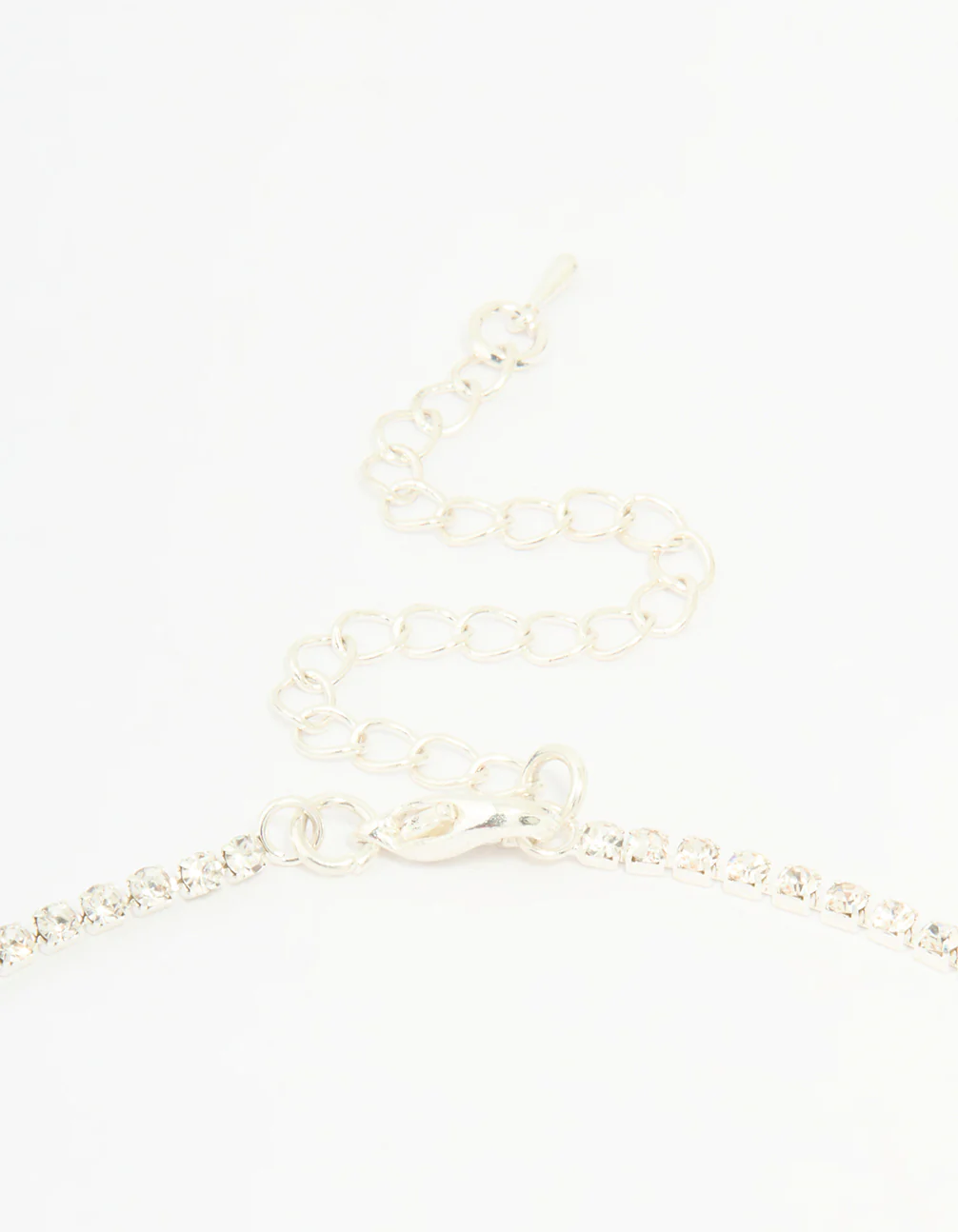 Silver Diamante Pearl Drop Y-Necklace & Earrings Set - Image 3